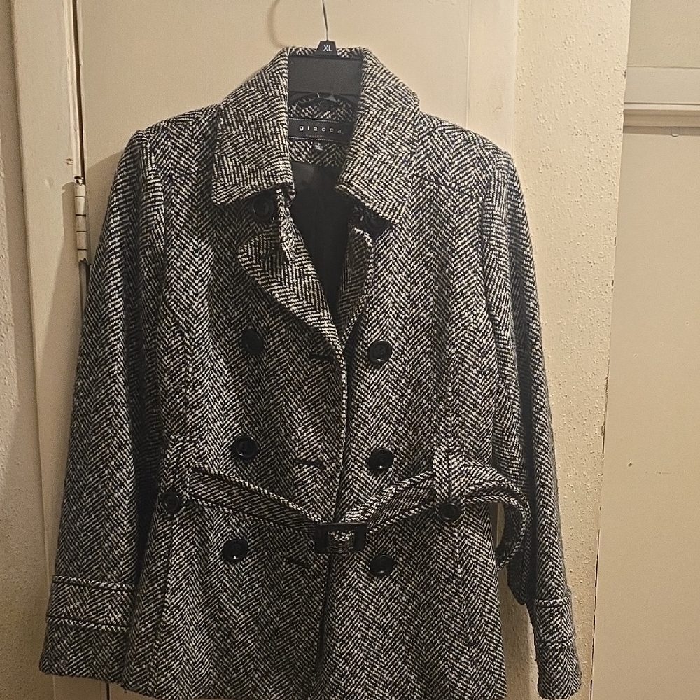 Giacca Black and White Pea Coat